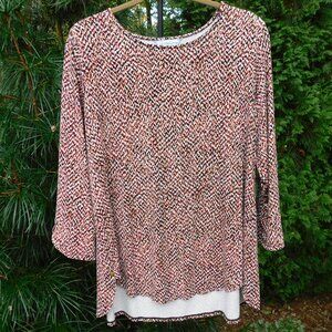 Liz Claiborne Plus Sz-0x Soft & Stretchy Rayon-Blend Hi-Lo Top